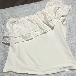 Strut & Bolt Cream Off-Shoulder Top